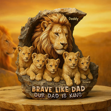 Lion Dad Plaque - Personalized Gifts For Father - Up to 5 Kids