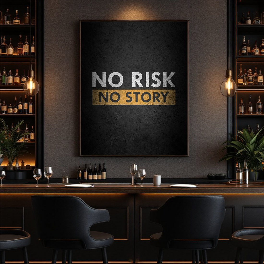 No Risk, No Story – Motivational Wall Art Canvas for Home, Office, or Gym