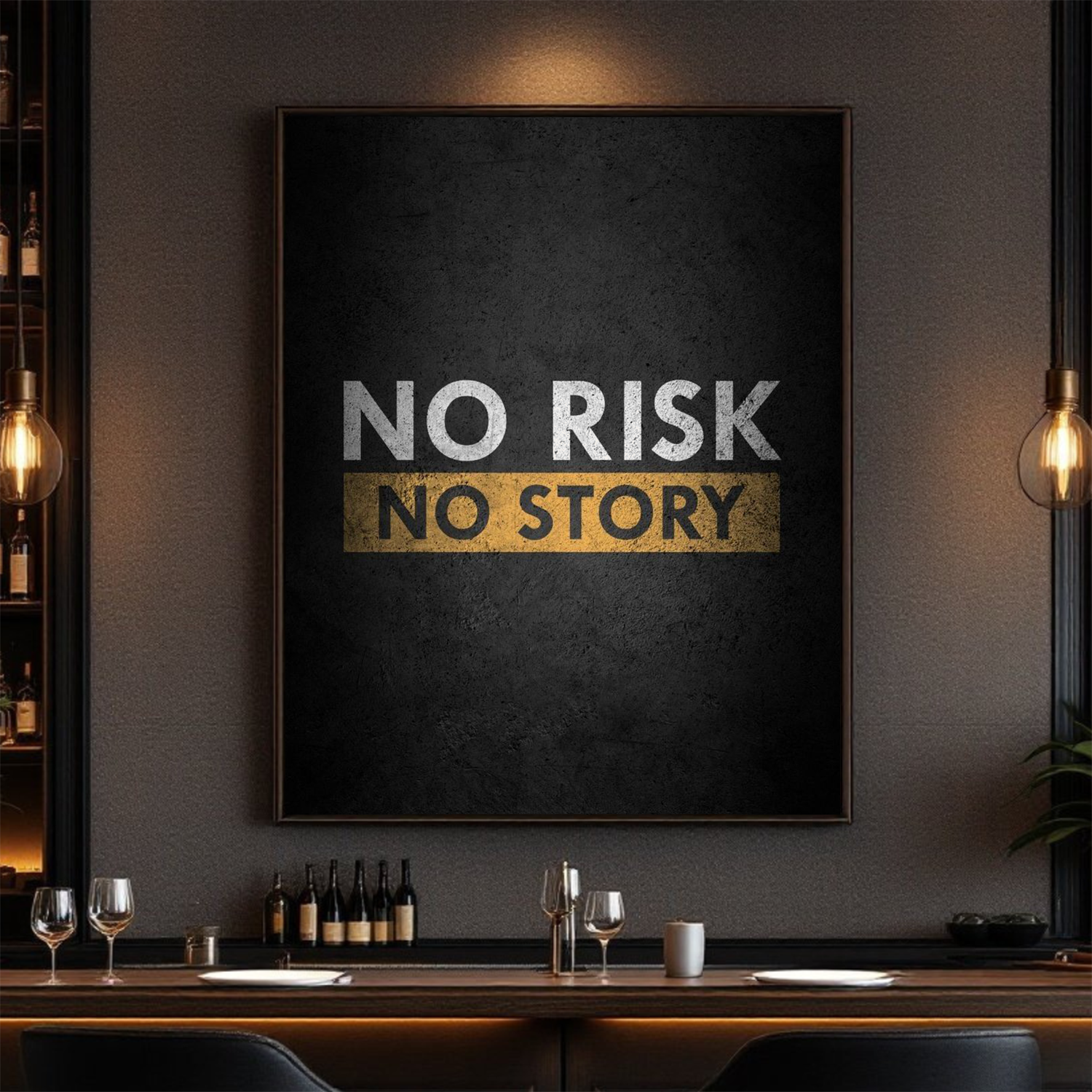 No Risk, No Story – Motivational Wall Art Canvas for Home, Office, or Gym