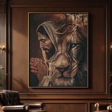 Jesus & Lion Canvas Art – Faith and Power in One Stunning Print