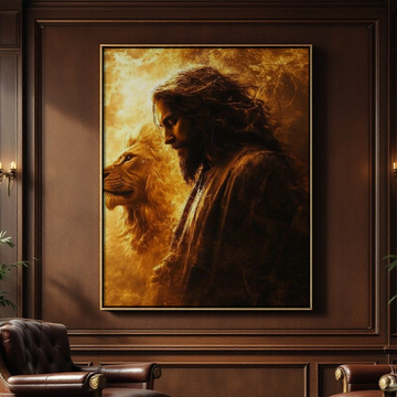 Christian Warrior Lion Canvas – Faith-Based Artwork for Strength
