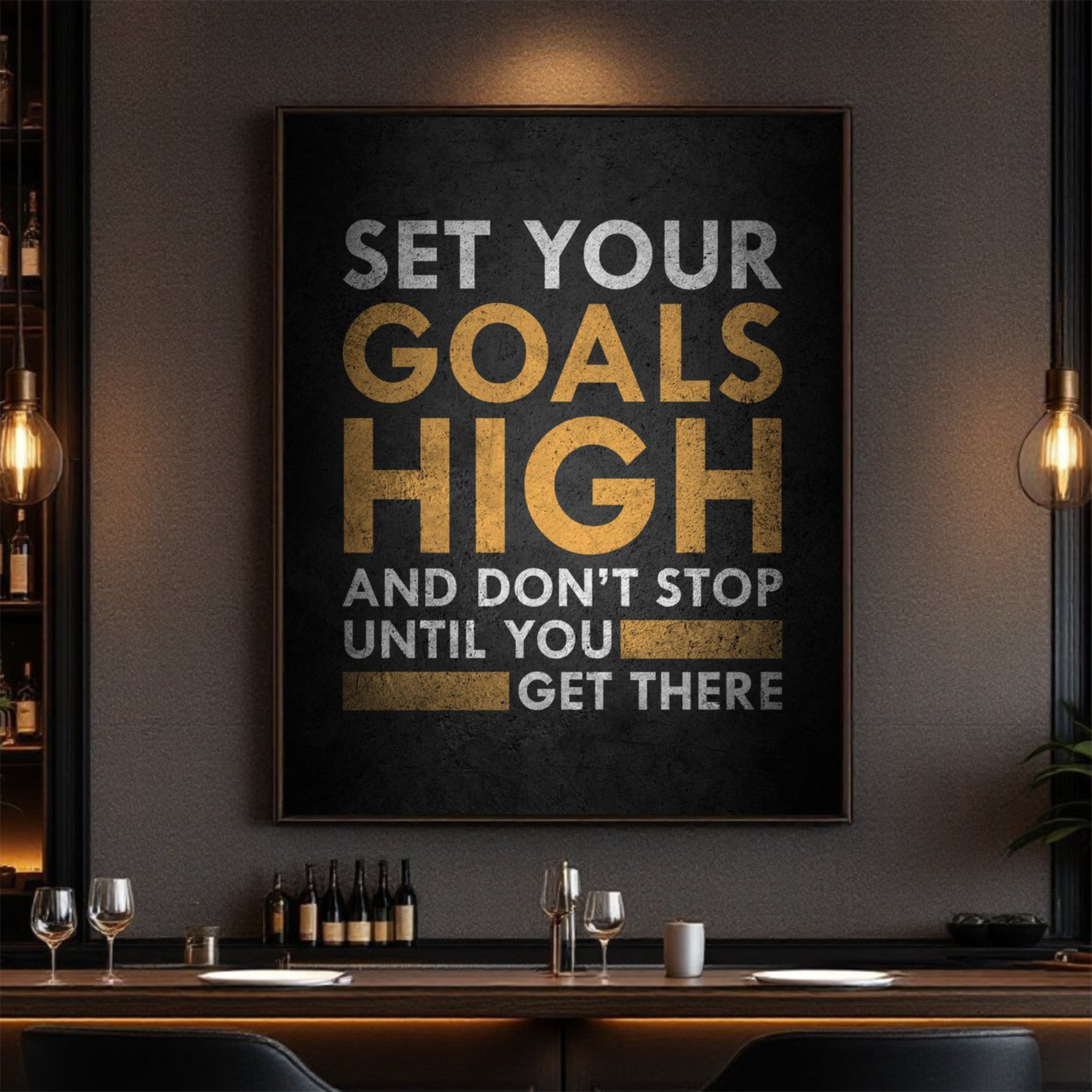 Set Your Goals High and Don’t Stop Until You Get There – Motivational Wall Art Canvas for Home, Office, or Gym