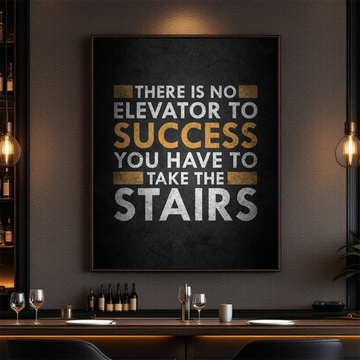 There Is No Elevator to Success – Motivational Wall Art Canvas for Home, Office & Gym