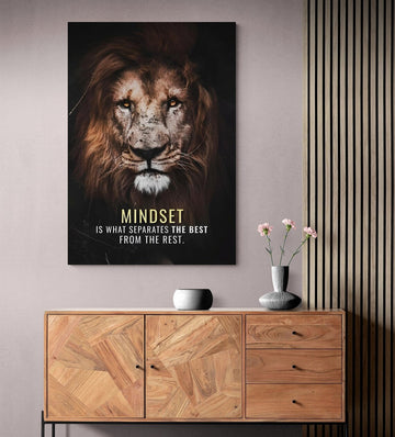 Mentality Lion Canvas Art, Entrepreneur Quotes Wall Art, Wild Animal Print, Success Quote Poster, Home And Office Decor, Mındset Artwork